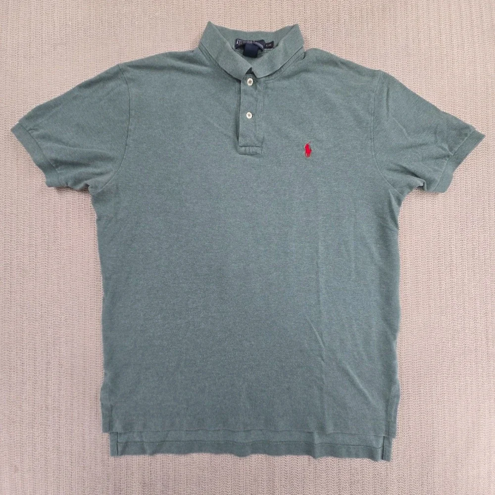 Polo Ralph Lauren Shirt Mens Large Green Short Sleeve Red Pony Preppy
